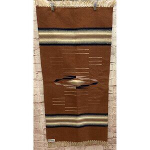 Ortega’s Weaving Shop Chimayo New Mexico 100% Wool Hand Woven 20" X 39" Rug